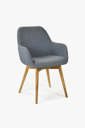 Sky karfás étkezőszék sötétszürke szövet, tölgyfa lábbal